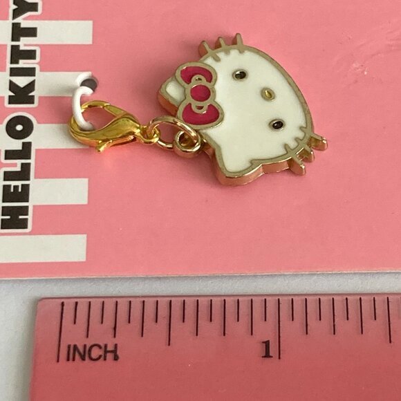 Hello Kitty Clip On Charm Sanrio Gold Tone Enamel Zipper Pull Purse Bag - Picture 9 of 10